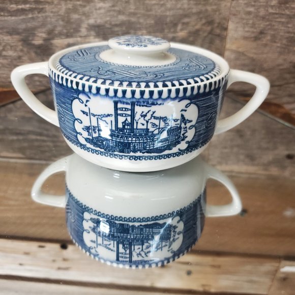 Currier & Ives Vintage Sugar Bowl & Lid - Picture 6 of 7